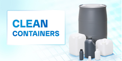 clean container, clean bottle, clean drum, clean polycan, clean jerrican